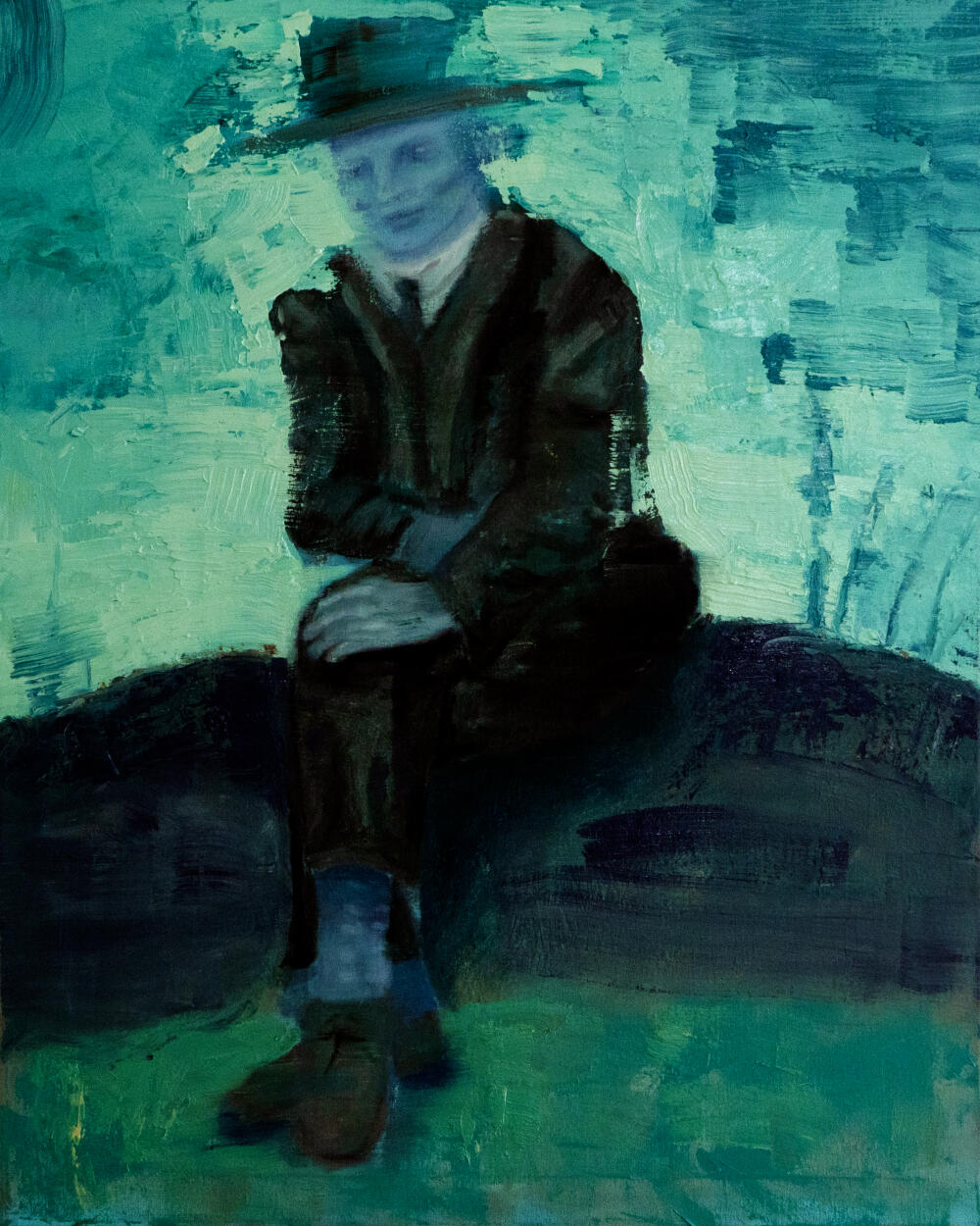 'Boy in Green'; Oil on canvas; 60 x 75 cm; $300